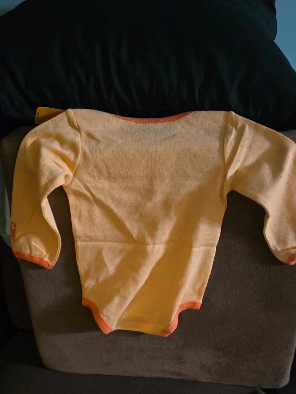 Carhartt Yellow Baby Long Sleeve Bodysuit with Orange Trim & Tractor